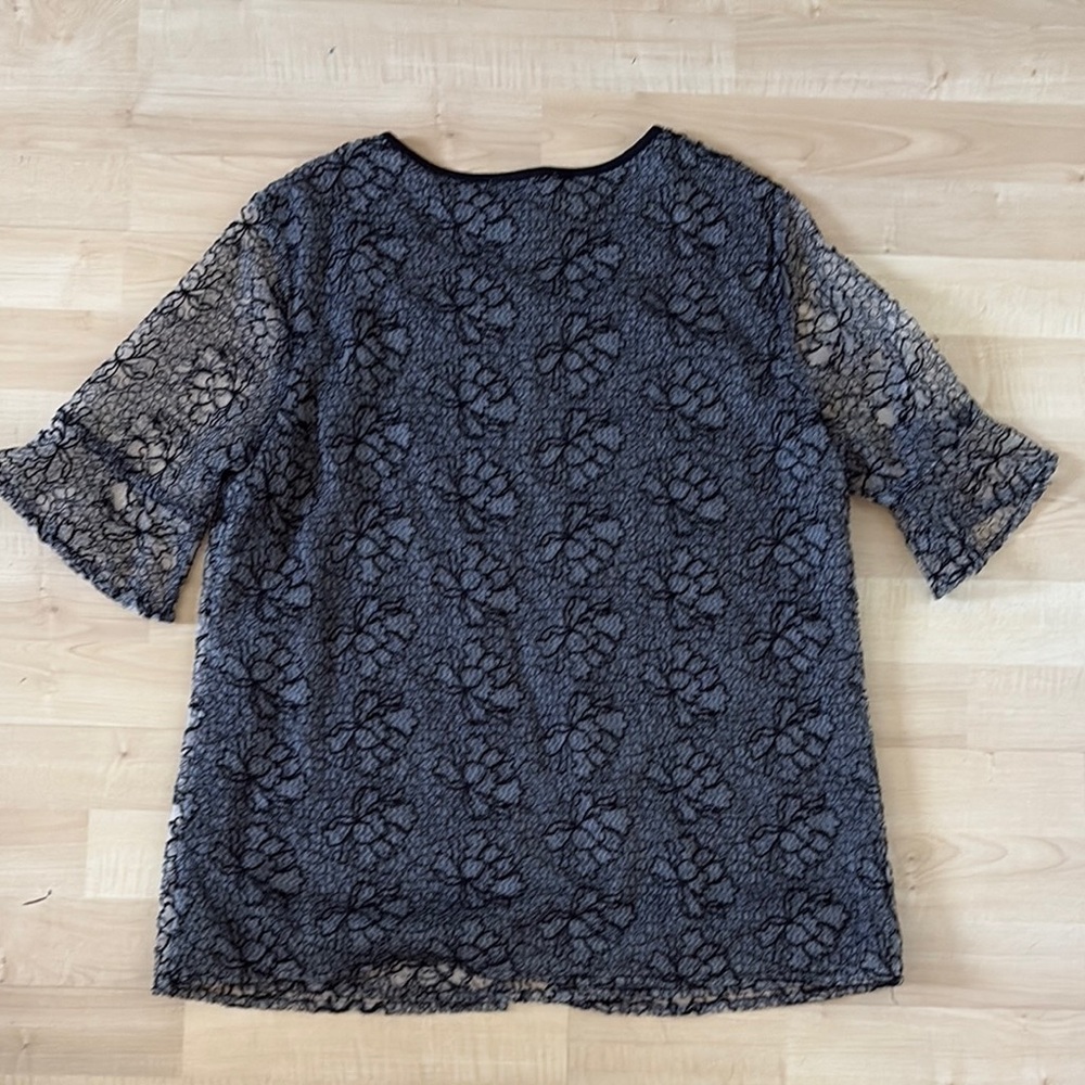 Gray Embellished Ruffled Boxy Blouse - Picture 4 of 4